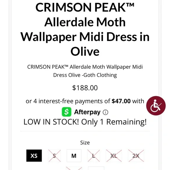 NWOT La Femme en Noir by Micheline Pitt Crimson Peak Allerdale Moth midi - Picture 4 of 4